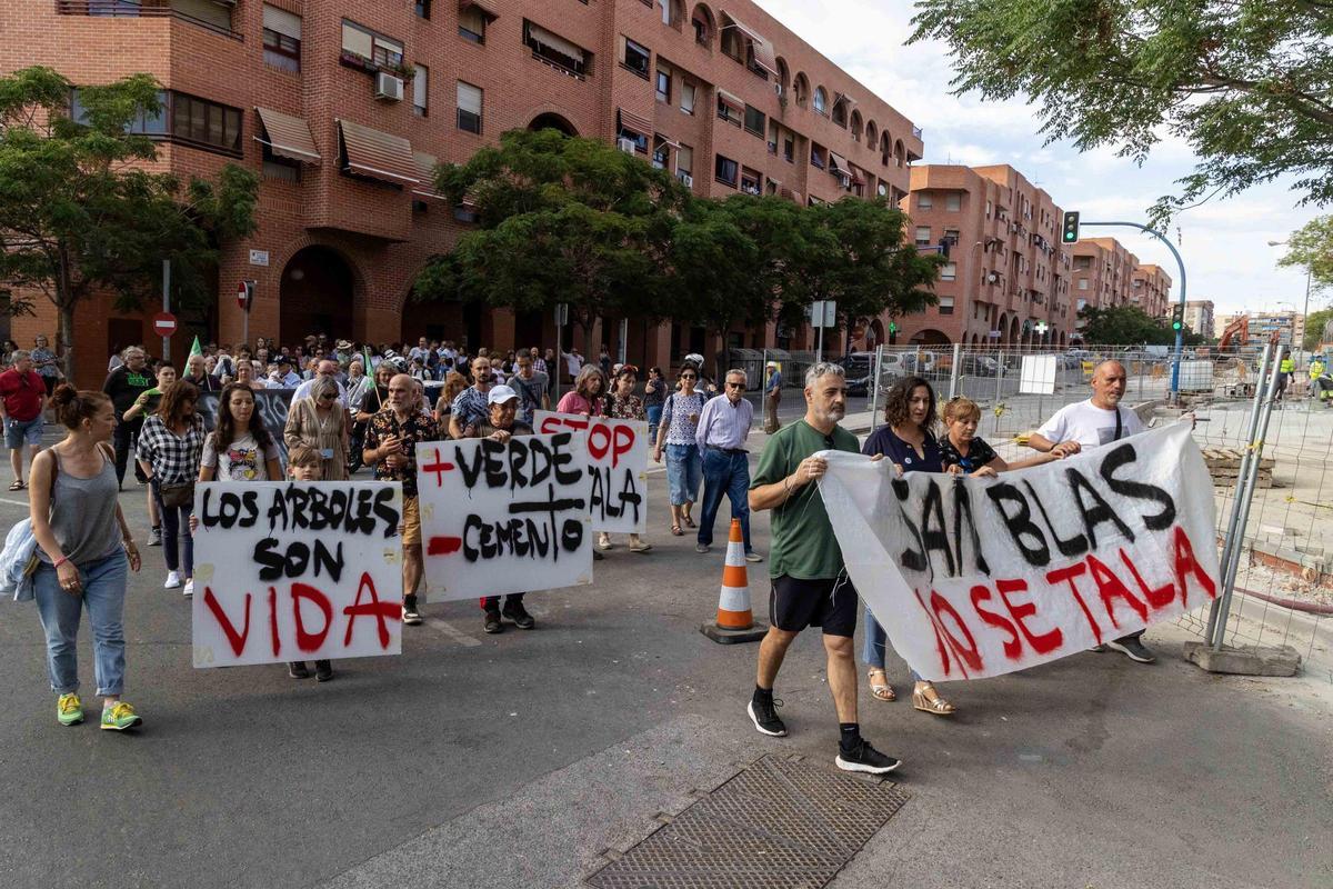 Los vecinos de San Blas claman de nuevo por la tala de árboles en el barrio