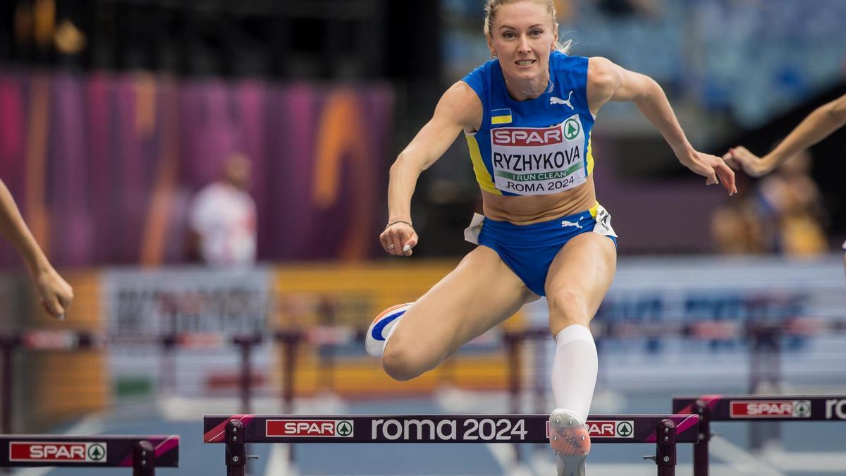 La atleta ucraniana Anna Ryzhykova, en los 400 metros valla del Europeo de Roma, el pasado 10 de junio.