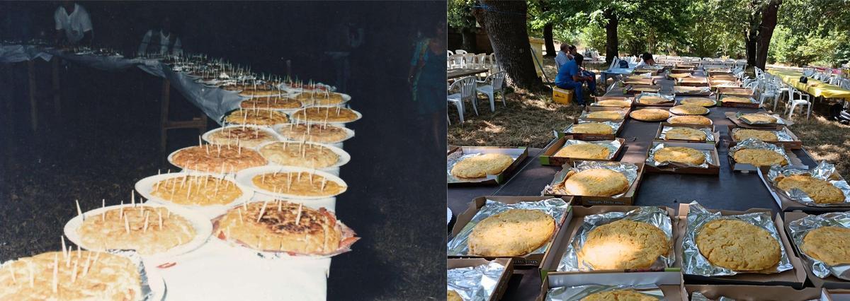 Decenas de tortillas, en una edición de la romería de Laro.