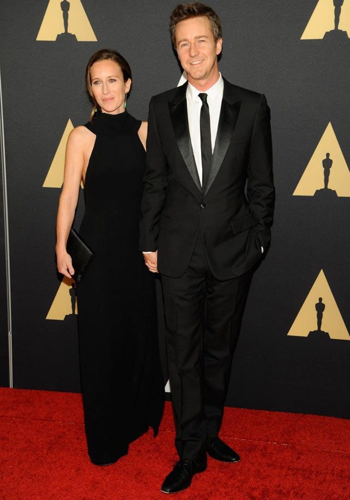 Shauna Robertson y Edward Norton, en los Governor's Awards 2014