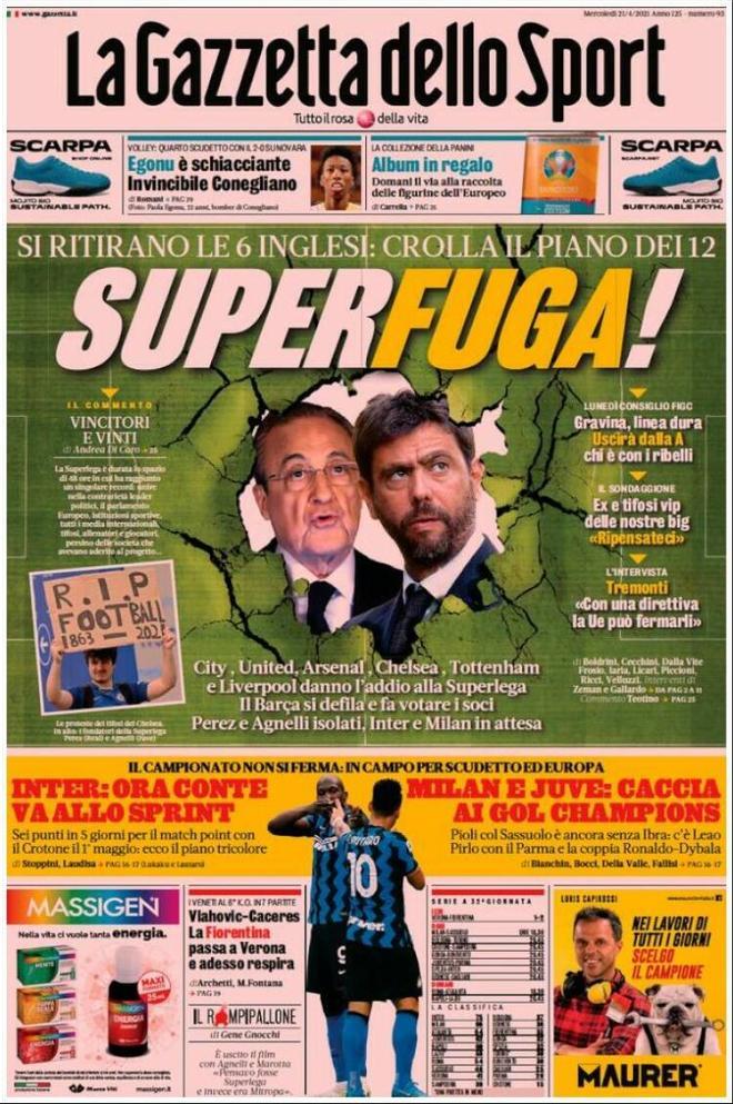 Portada La Gazzeta dello Sport