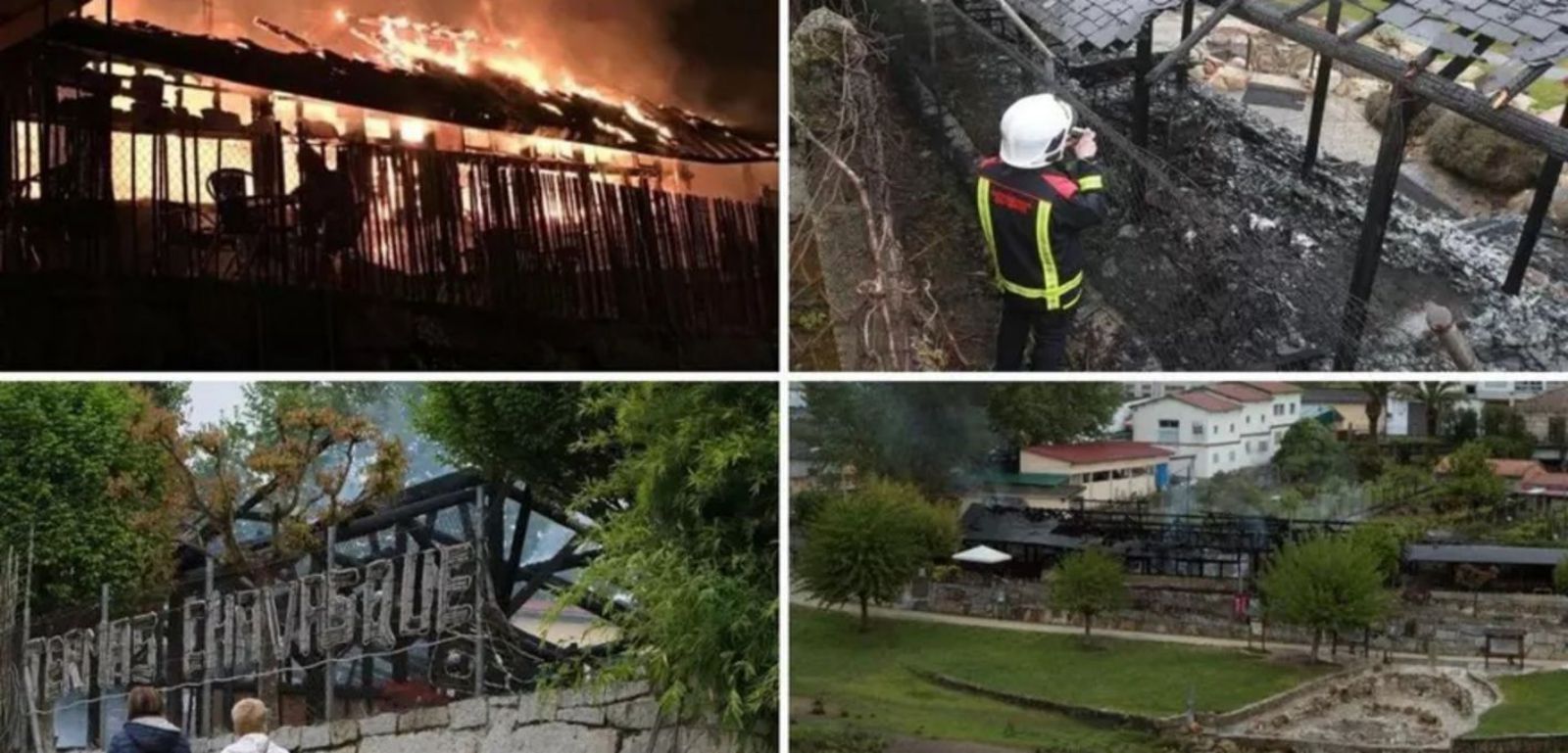 Imágenes del incendio y de las horas posteriores a la destrucción de las termas, en 2019. | FdV