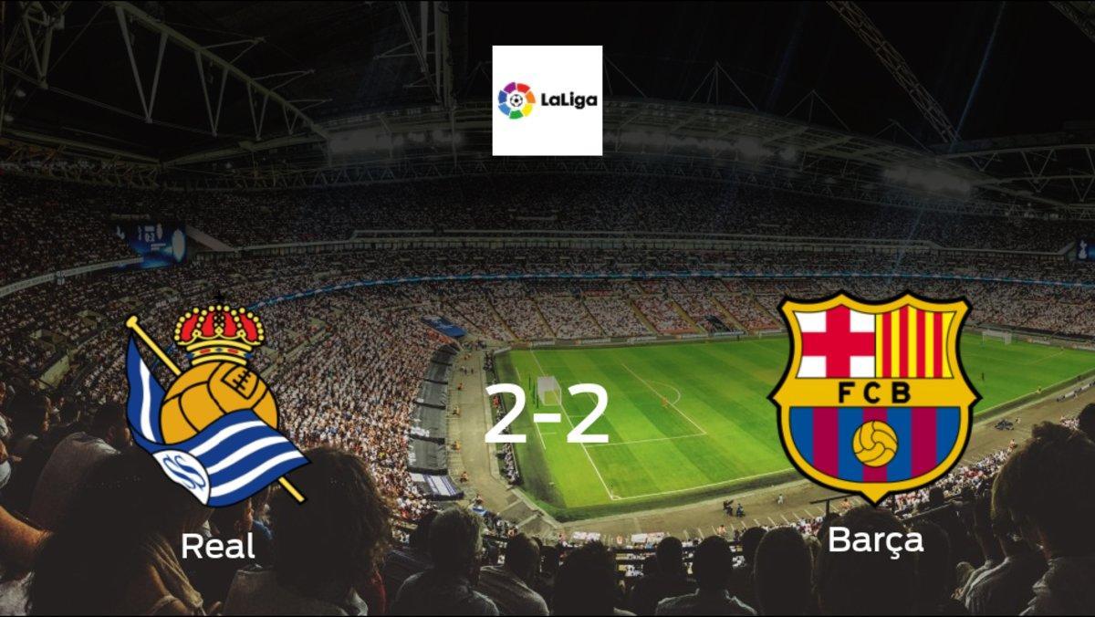 Real Sociedad and Barcelona ended the game with a 2-2 draw at Reale Arena