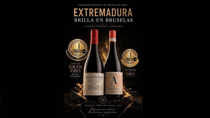 Dos vinos extremeños logran Gran Oro y Oro en el Concours Mondial de Bruxelles 2026