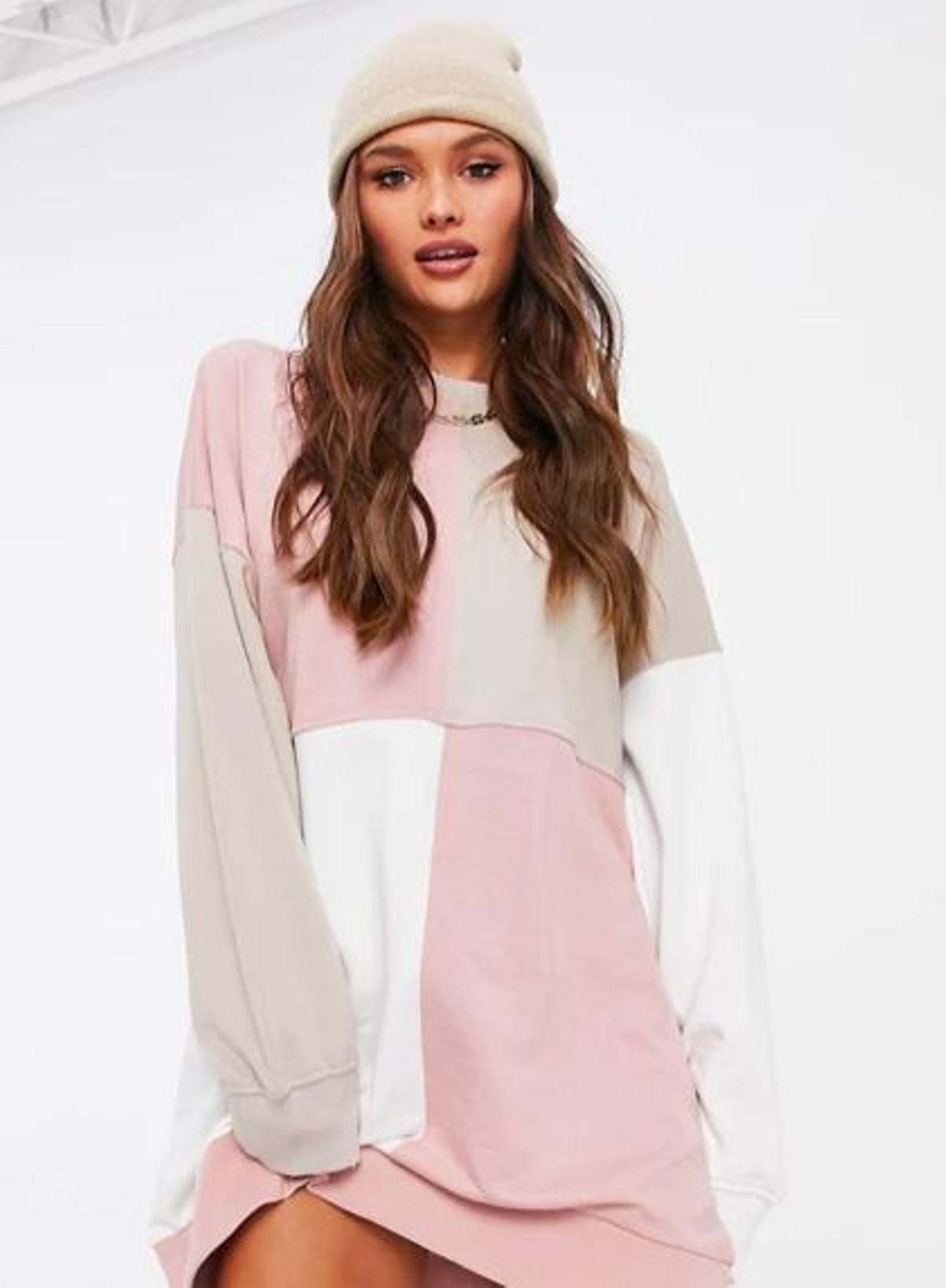 Vestido sudadera extragrande colour block de Missguided