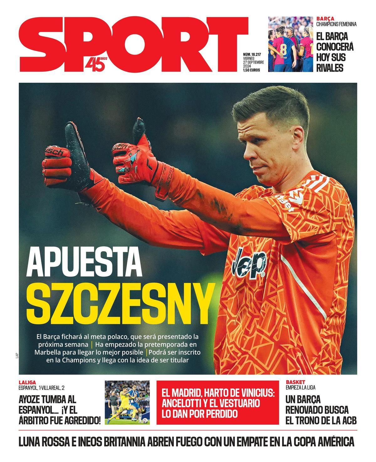 La portada de SPORT de hoy