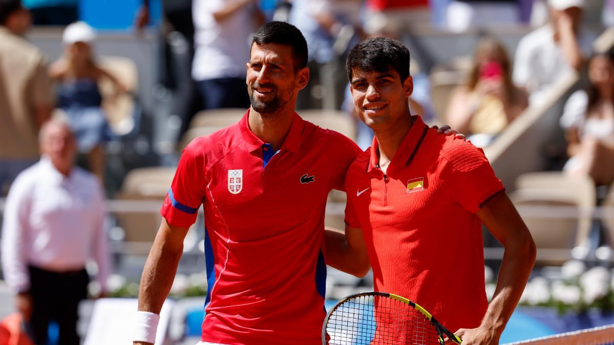 Novak Djokovic y Carlos Alcaraz en los Juegos Olímpicos de París 2024