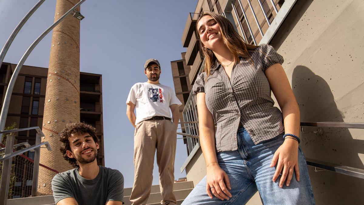 Néstor Bravo, Guillem Vidal i Maria Campabadal, membres de Riner, que actua avui a l'Alternativa