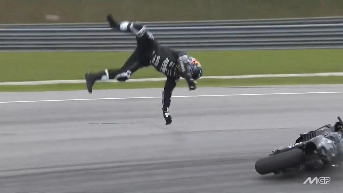Jorge Martín sufrió una aparatosa caída en la curva dos del trazado de Sepang