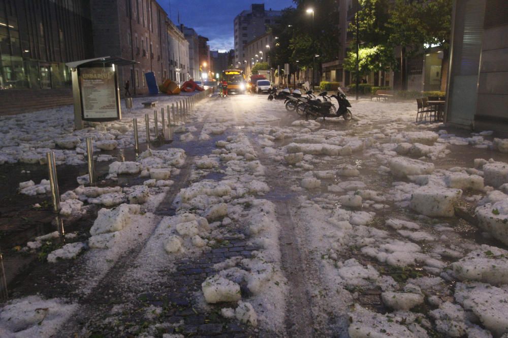 Tromba d'aigua a la ciutat de Girona