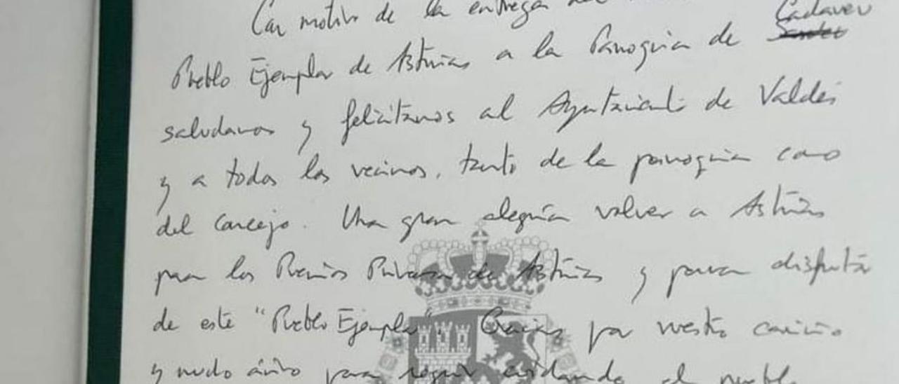 El manuscrito de Felipe VI.