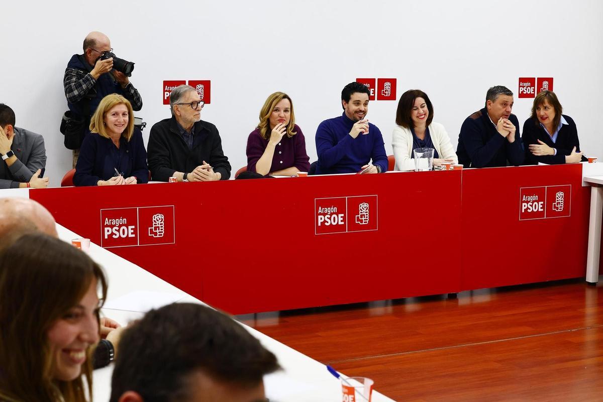 Un momento de la Ejecutiva Regional del PSOE, este lunes de análisis postelectoral.