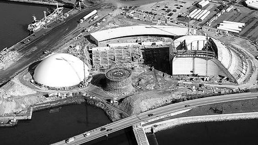 Construcción de los edificios del Niemeyer, vista desde el aire.