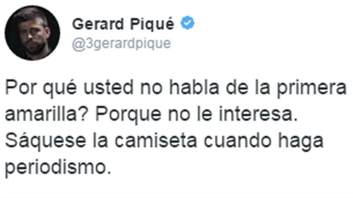 Piqué no se corta en su cuenta de Twitter