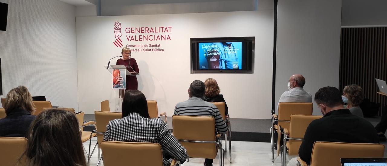 La consellera de Sanidad, Ana Barceló, en la rueda de prensa de este martes.