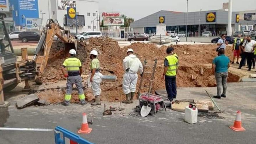 Zona en la que se ha producido la rotura de la tubería.