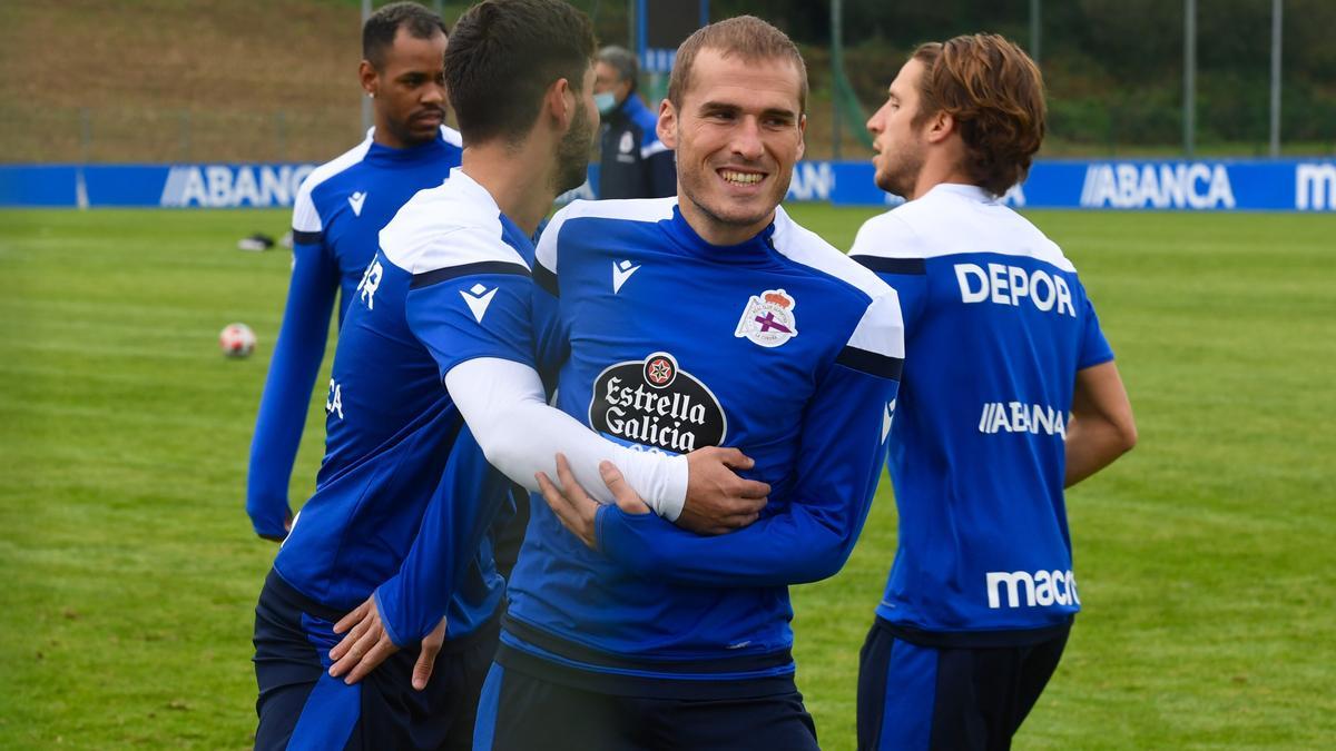 Álex Bergantiños, durante un entrenamiento.