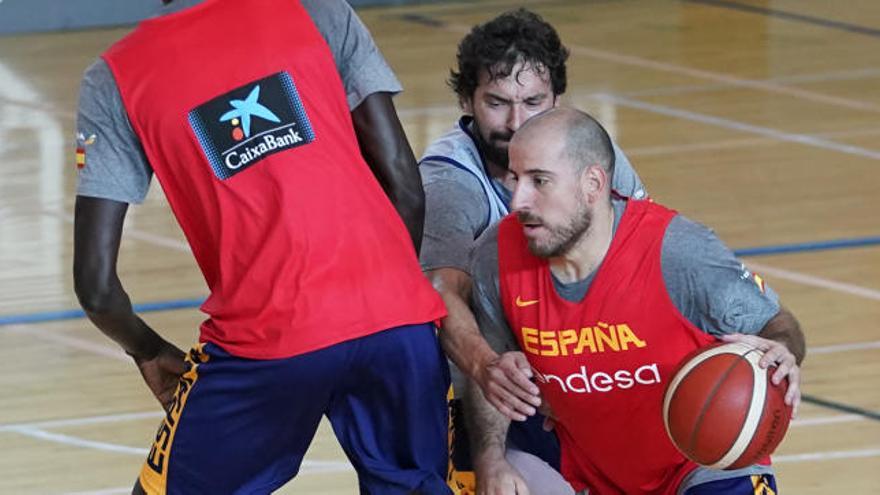 Quino Colom, en un entrenamiento reciente con España.