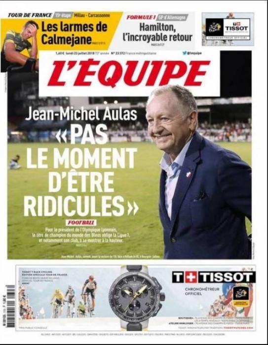 Portada L'ÉQUIPE lunes 23 de julio de 2018