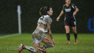 Signe Bruun, jugadora del Real Madrid, durante el Real Madrid - Arsenal.