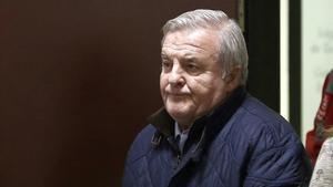 L’expresident d’Osasuna, Patxi Izco, es dirigeix al despatx del jutge Fermín Otamendi a prestar declaració.