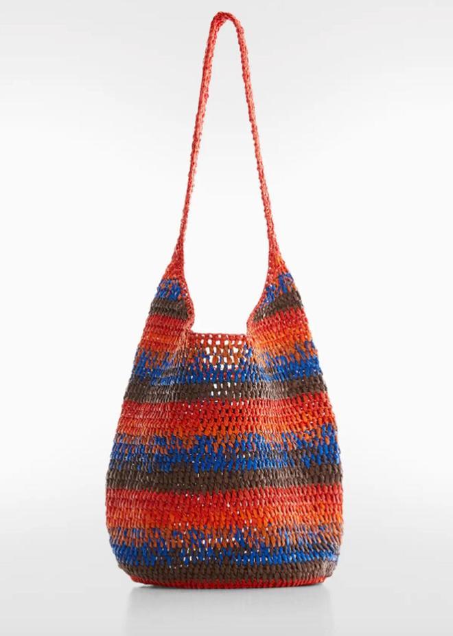 Bolso rafia de colores de Mango