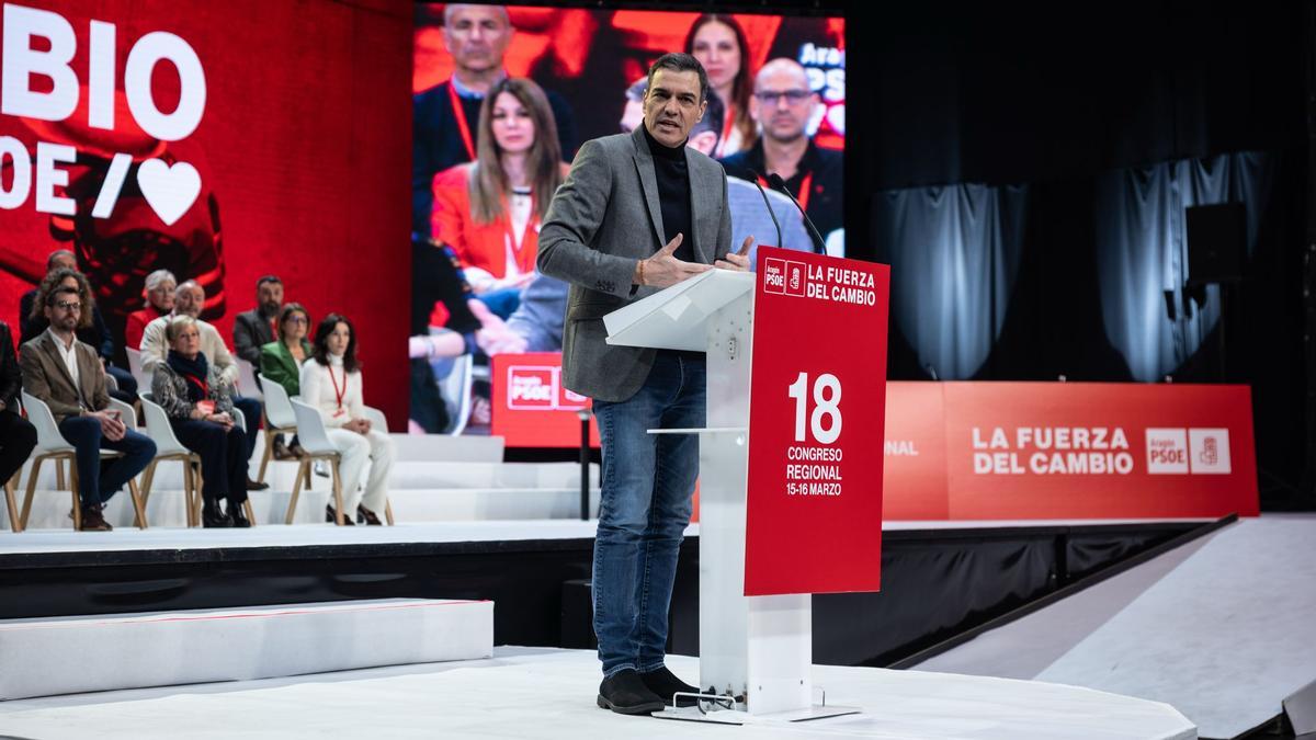 Pedro Sánchez, en el Congreso el PSOE Aragón, en Zaragoza.