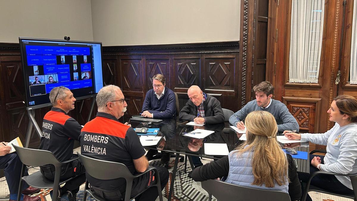 La alcaldesa de València en la reunión de esta mañana en el ayuntamiento.
