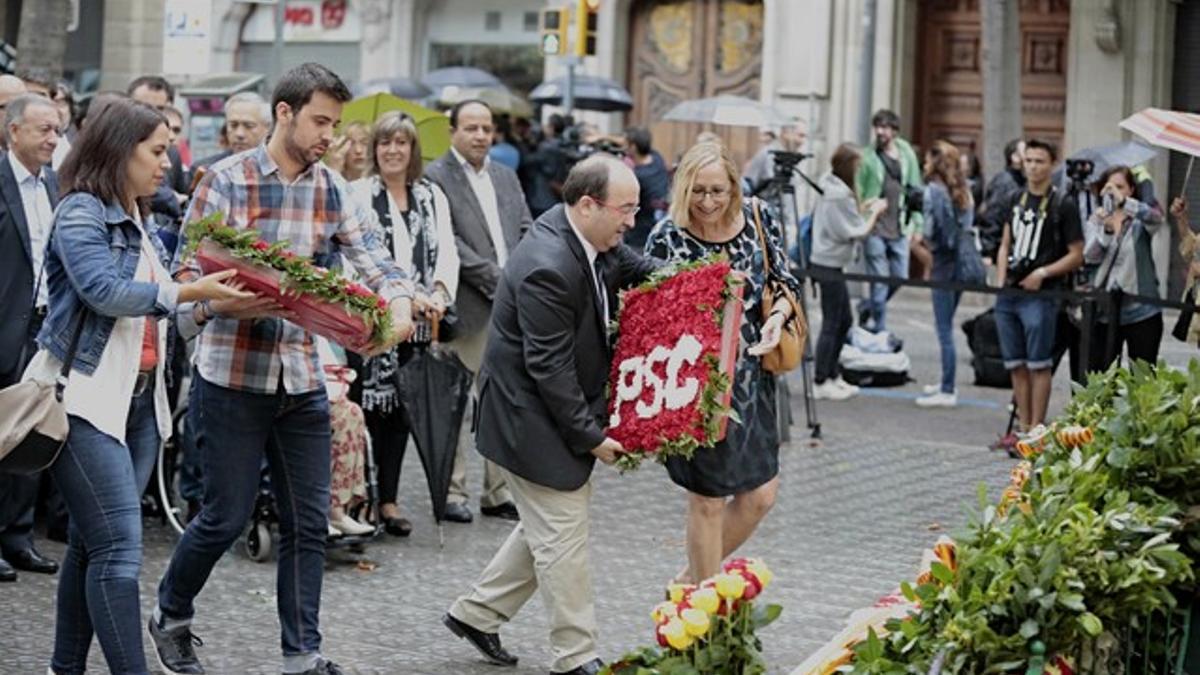 Iceta, en la ofrenda al monumento a Rafael Casanova.