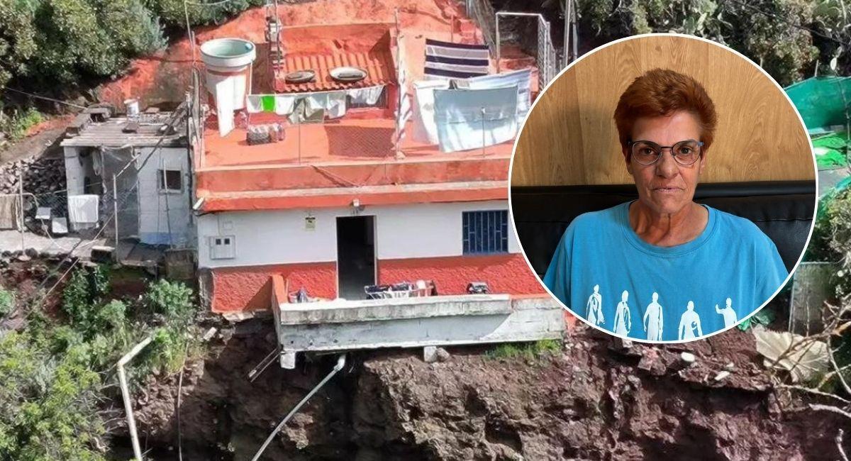 La vivienda de Dolores Martel suspendida en el aire parcialmente.