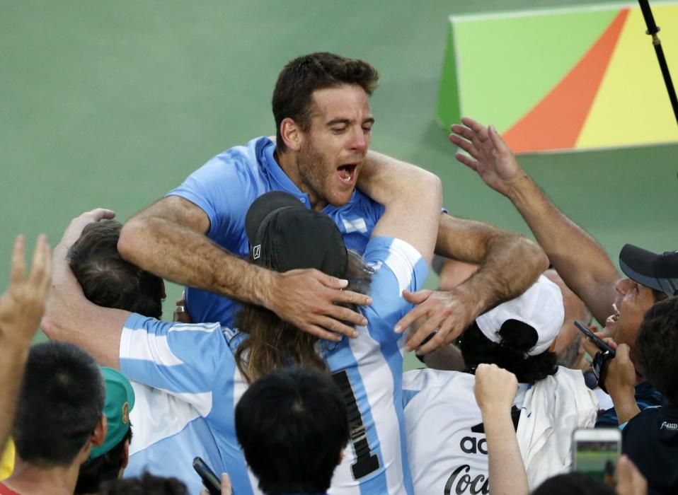 Juan Martin del Potro celebra la victoria sobre Nadal.