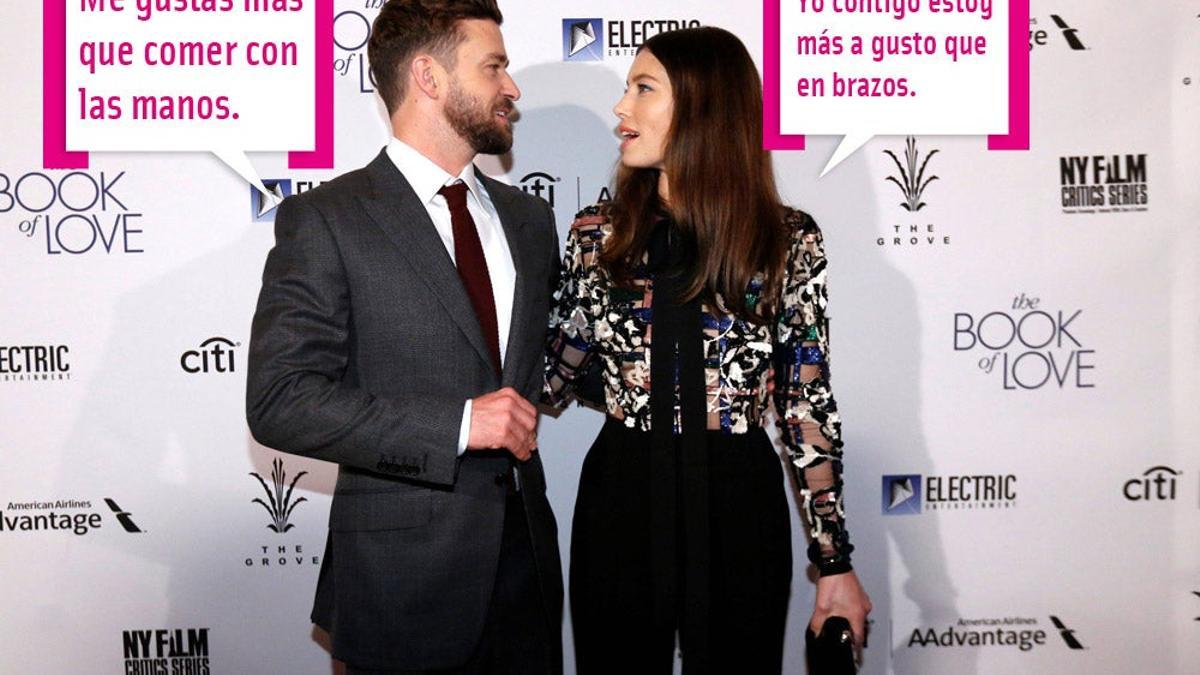 Justin timberlake y Jessica Biel lanzándose miraditas