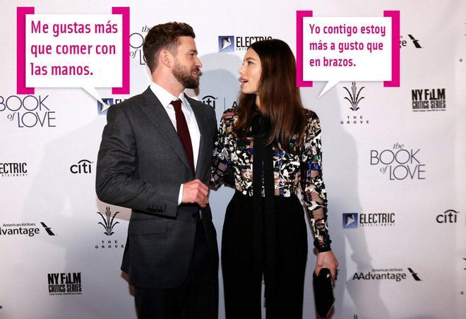 Justin timberlake y Jessica Biel lanzándose miraditas