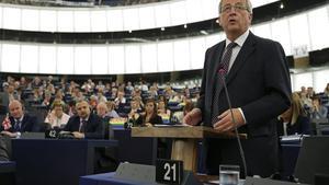 Jean-Claude Juncker, durant el seu discurs al Parlament Europeu, aquest dimarts a Estrasburg.