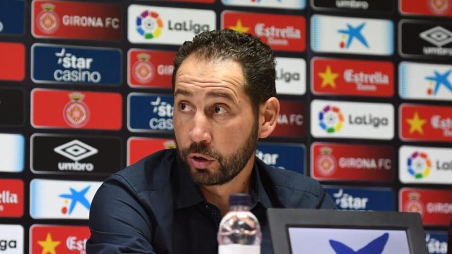 Pablo Machín, durant la roda de premsa a Montilivi