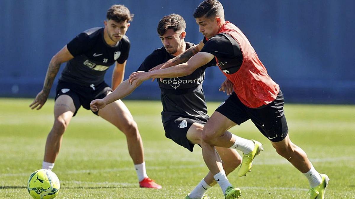 Los jugadores del Málaga preparan el choque del sábado frente al FC Cartagena. | PRENSA MÁLAGA