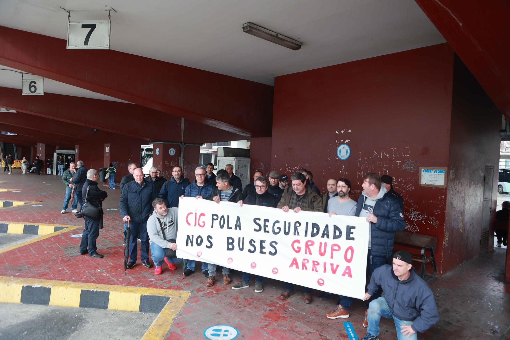 Protesta de trabajadores de Arriva en A Coruña