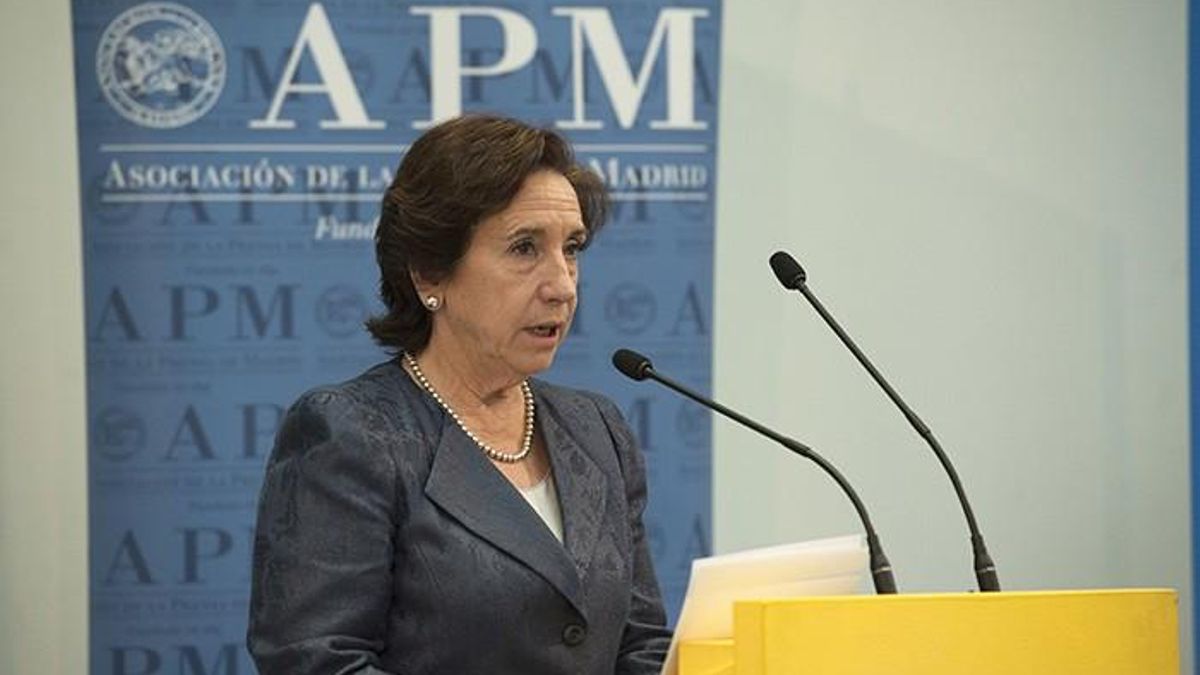 Victoria Prego durante un acto de la APM por el Día de los Periodistas.