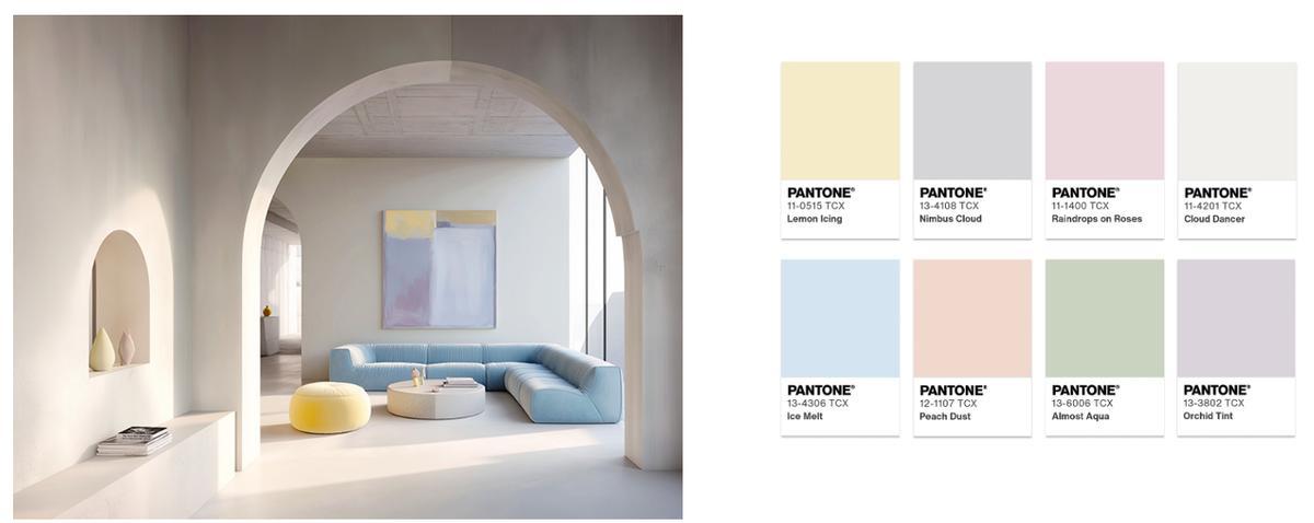 Paleta de tonos Pastel empolvados para combinar con el Cloud Dancer.