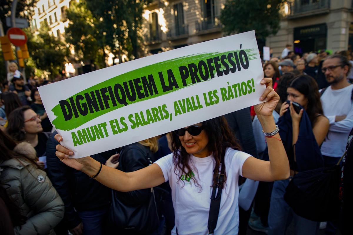 Manifestación de sindicatos educativos en Barcelona