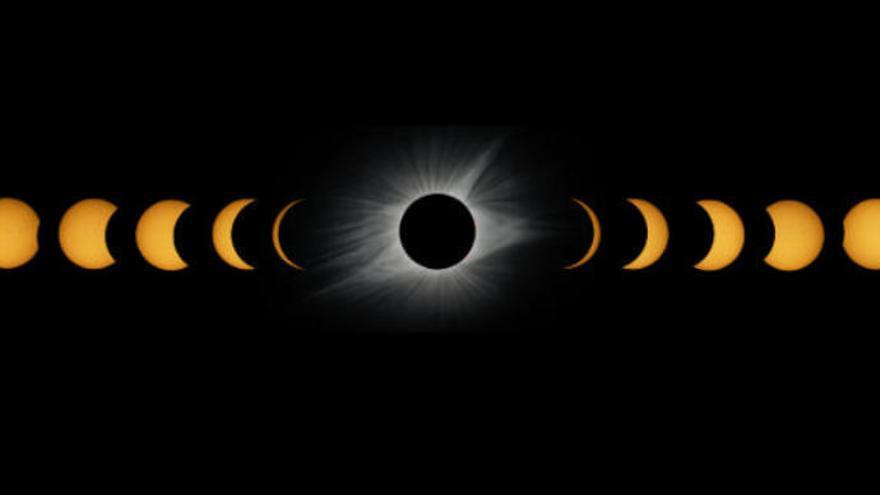 Imagen compuesta de un eclipse solar.