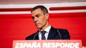 El presidente del Gobierno y Secretario General del PSOE, Pedro Sánchez, durante una rueda de prensa, en la sede del PSOE en Ferraz, a 12 de junio de 2025, en Madrid (España).