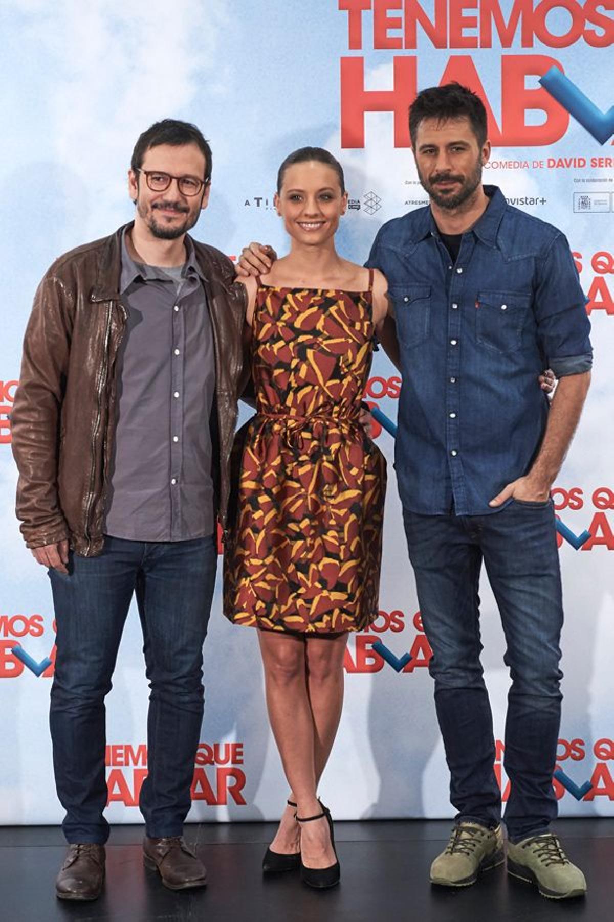 David Serrano, Michelle Jenner y Hugo Silva en la presentación de &quot;Tenemos que Hablar&quot;