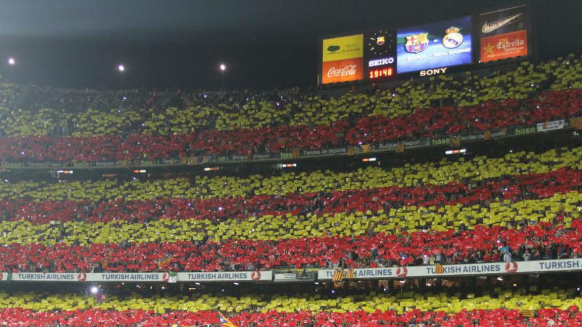 La 'senyera', un habitual en los mosaicos del Camp Nou
