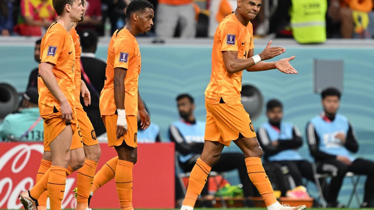 Ell neerlandés Cody Gakpo celebra su gol ante Catar en el Mundial 2022.