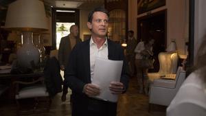 El alcaldable Manuel Valls, en un hotel de Barcelona