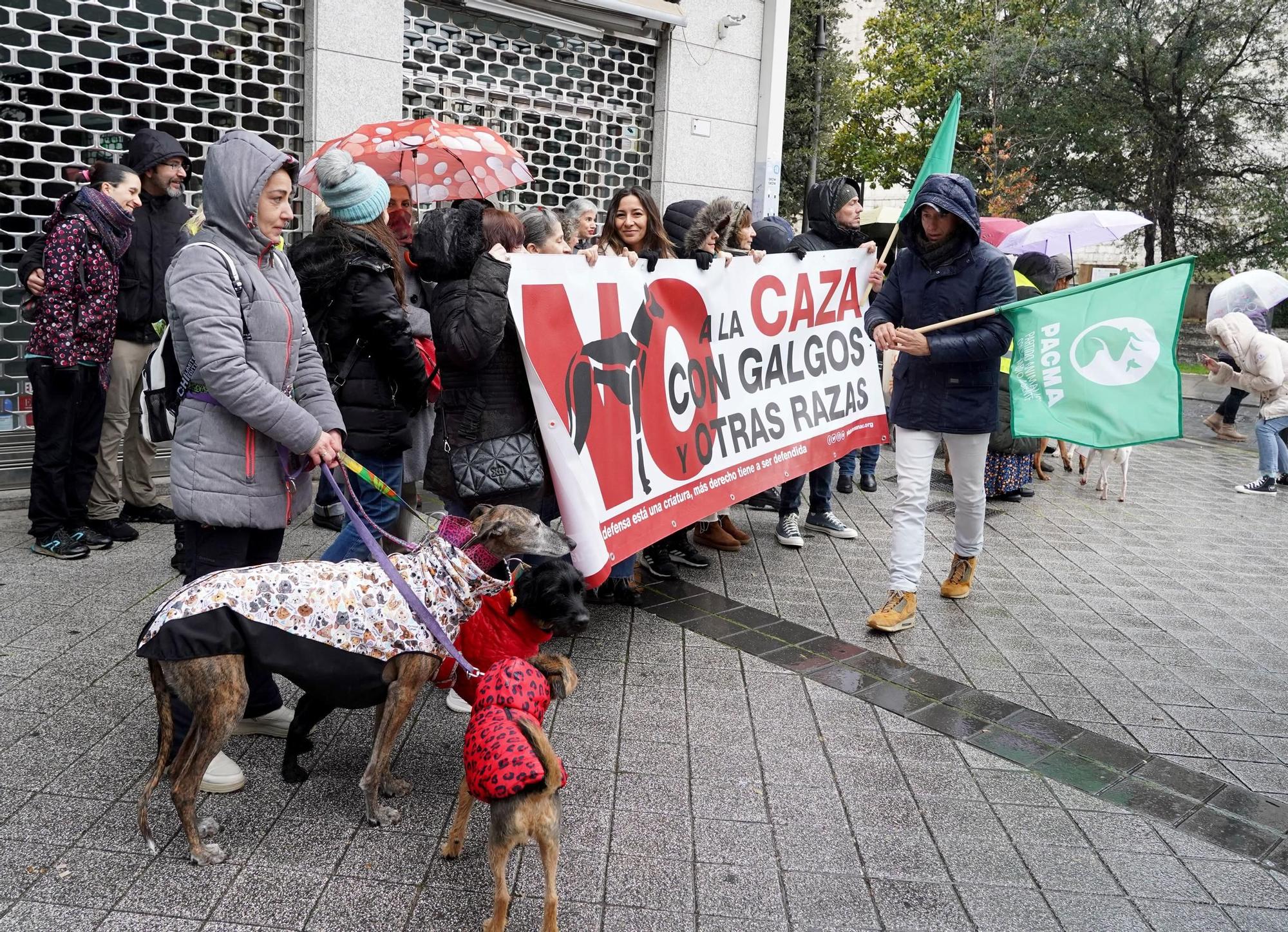 León y Valladolid se movilizan para reclamar una legislación que proteja a los perros usados en la caza
