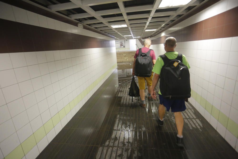 La estación de metro Turia, afectada por las lluvias