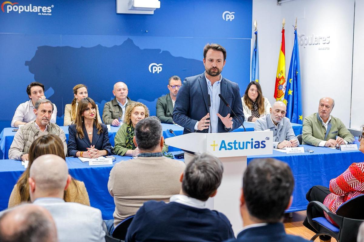 Álvaro Queipo, durante su intervención ante el comité autonómico del partido.