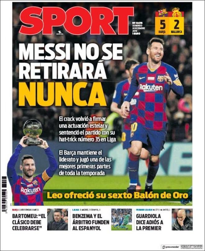 Portada de Sport del domingo 8 de diciembre